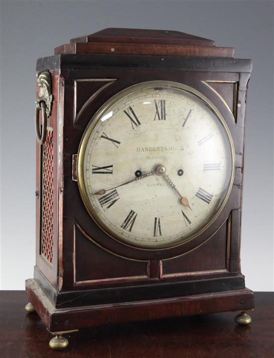 Handley & Moore. A Regency mahogany hour repeating bracket clock, 15.75in.